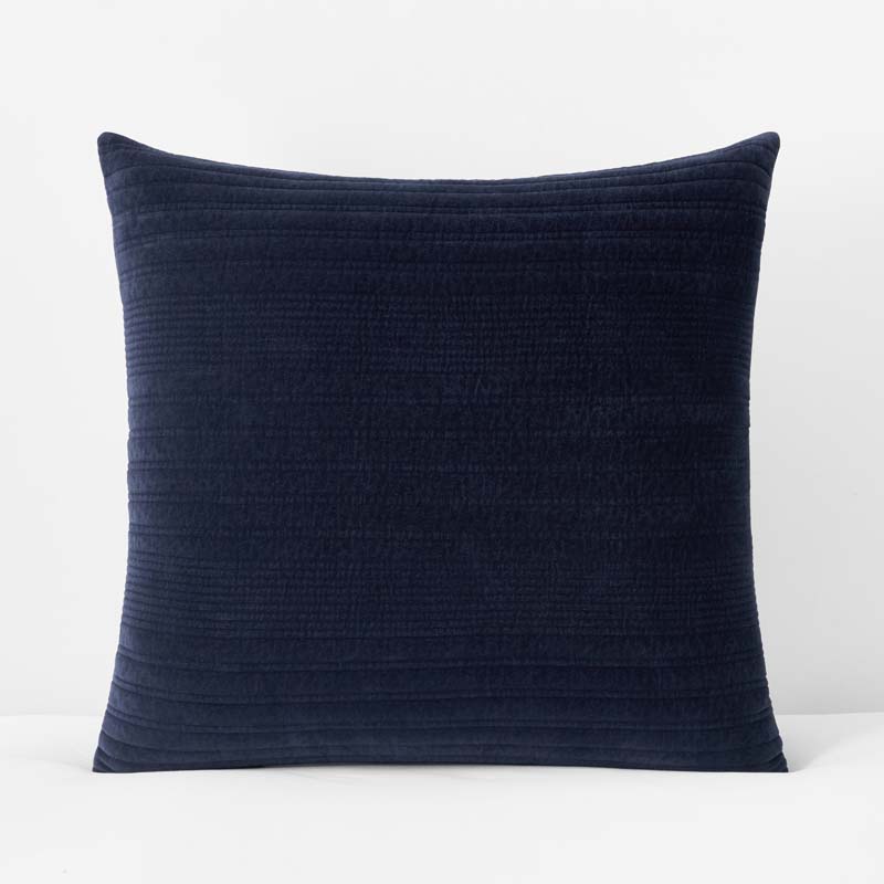 Line Stitch Velvet Quilted Sham - Navy, Euro