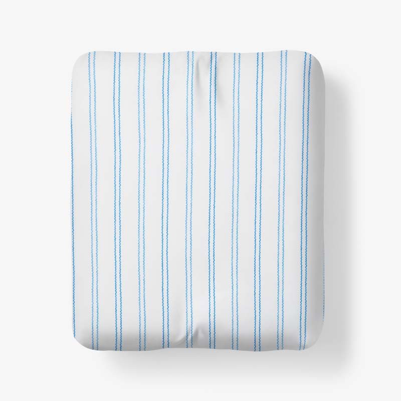 Blossoms and Stripes Classic Cool Cotton Percale Fitted Bed Sheet - Squiggle Stripe, Full