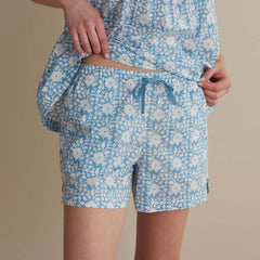 Printed Voile Women's Babydoll Shorts Set - Floral Weave, XXL