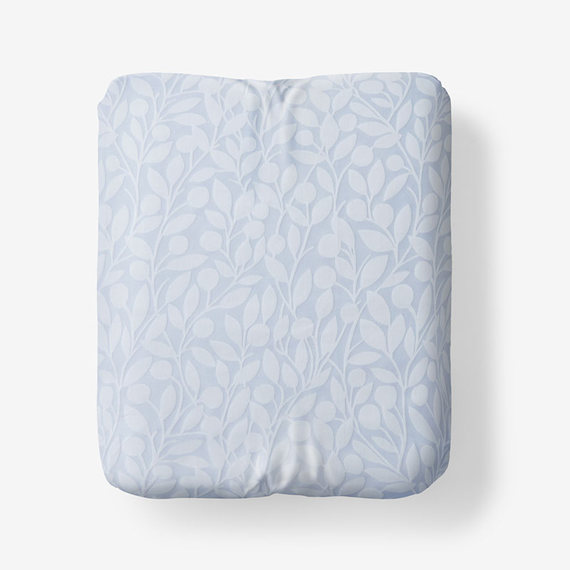 Jacquard Leaf Yarn-Dyed Premium Smooth Supima® Cotton Wrinkle-Free Sateen Fitted Bed Sheet - Blue Shadow, King