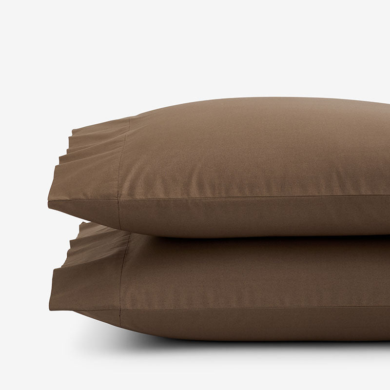 Classic Cool Cotton Percale Pillowcase Set - Coffee, Standard