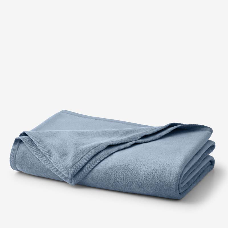 Cotton/Acrylic Fleece Blanket - Smoke Blue, Full/Queen
