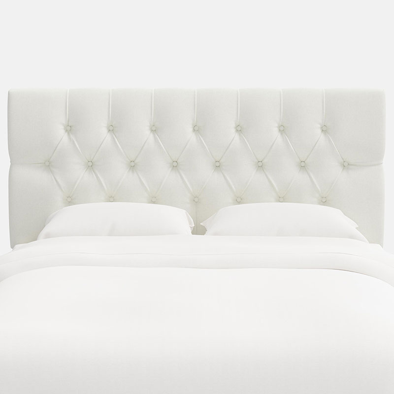 Park Tufted Textured Linen Headboard - White, King