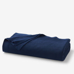Classic All Season Breathable Cotton Knit Blanket - Navy, King/Cal. King