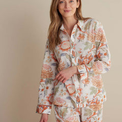 Printed Voile Women's Cropped Pajama Set - Wild Bloom, S