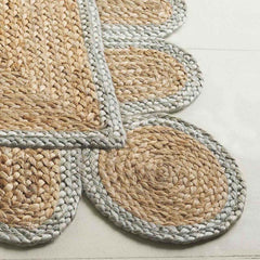Scallop Border Handwoven Jute Rug - Light Blue, 3' x 5'