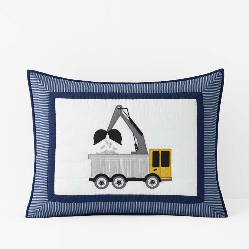 Construction Builders Quilted Sham - Blue Multi, Standard