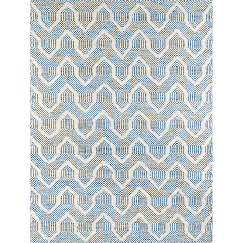 Arrow Stripe Handwoven Wool Rug - Blue, 4' x 6'