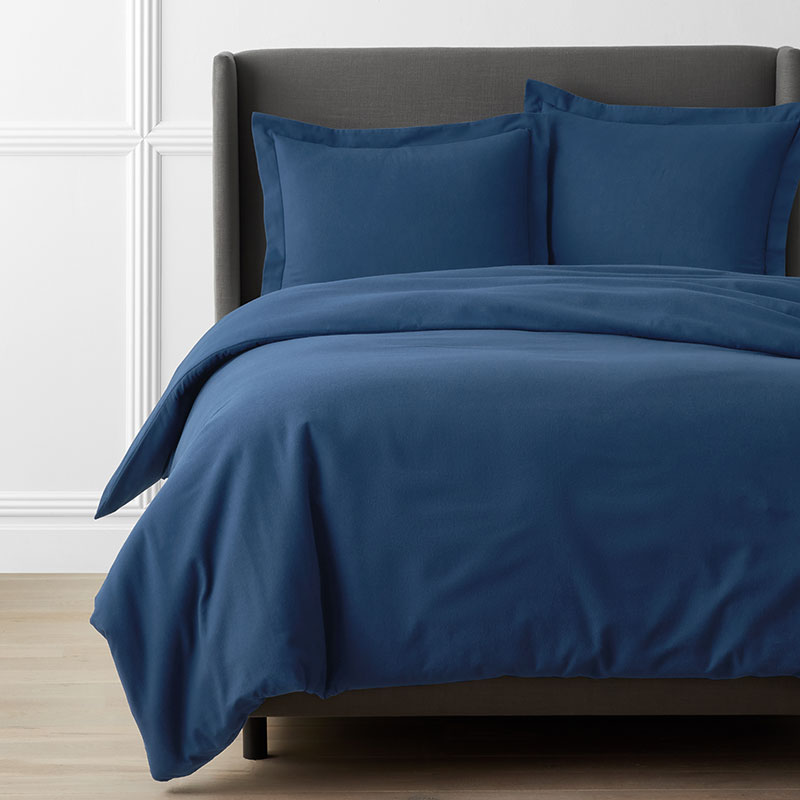 Classic Ultra-Cozy Cotton Velvet Flannel Solid Duvet Cover - Slate Blue, Twin/Twin XL