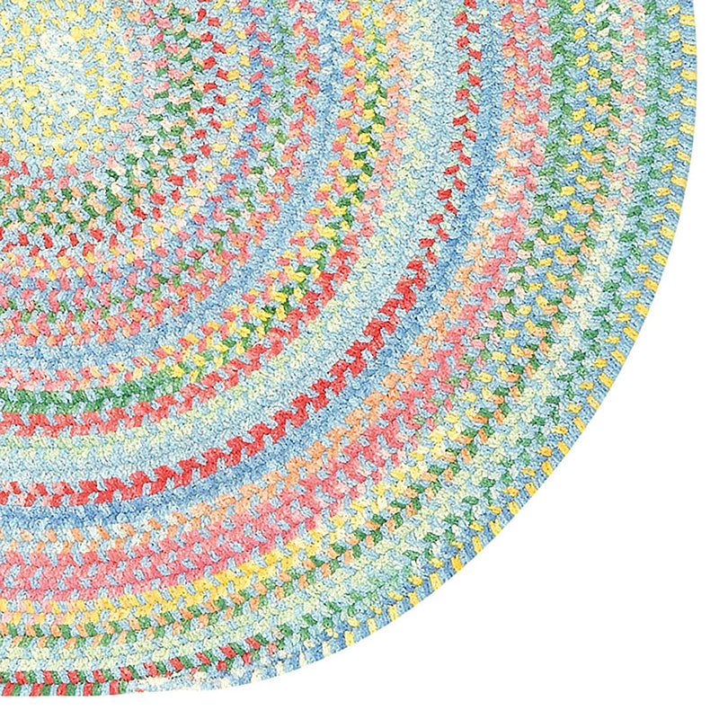 Garden Stripe Reversible Braided Cotton Rug - Blue, 5' x 5' Round