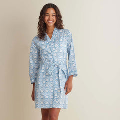 Printed Voile Women's Kimono Robe - Floral Weave, XS/S