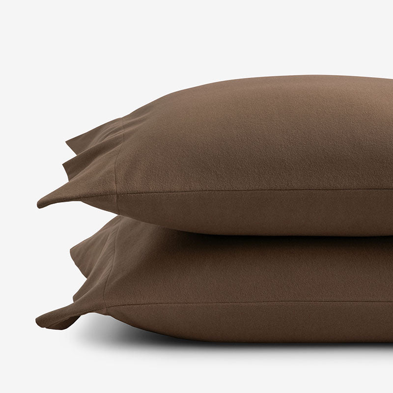 Classic Ultra-Cozy Cotton Velvet Flannel Pillowcase Set - Coffee, Standard