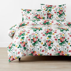 Dahlia Classic Cool Cotton Percale Duvet Cover - White Multi, Twin/Twin XL