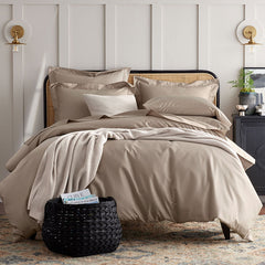Premium Smooth Supima® Cotton Wrinkle-Free Sateen Fitted Bed Sheet - Light Birch, King