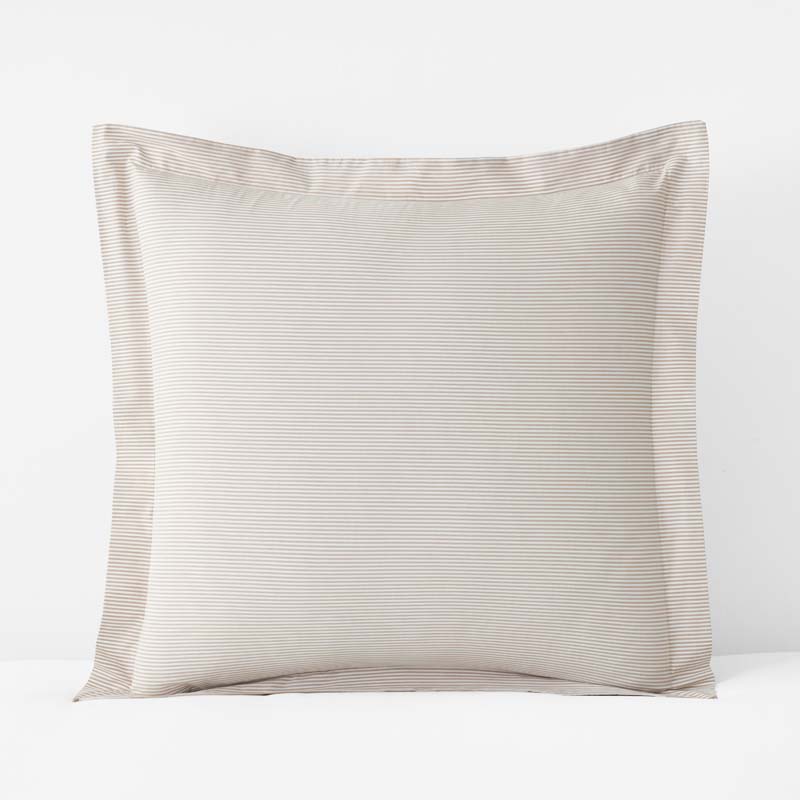 Classic Stripes and Plaids Cool Yarn-Dyed Cotton Percale Sham - Stripe Tan, Euro