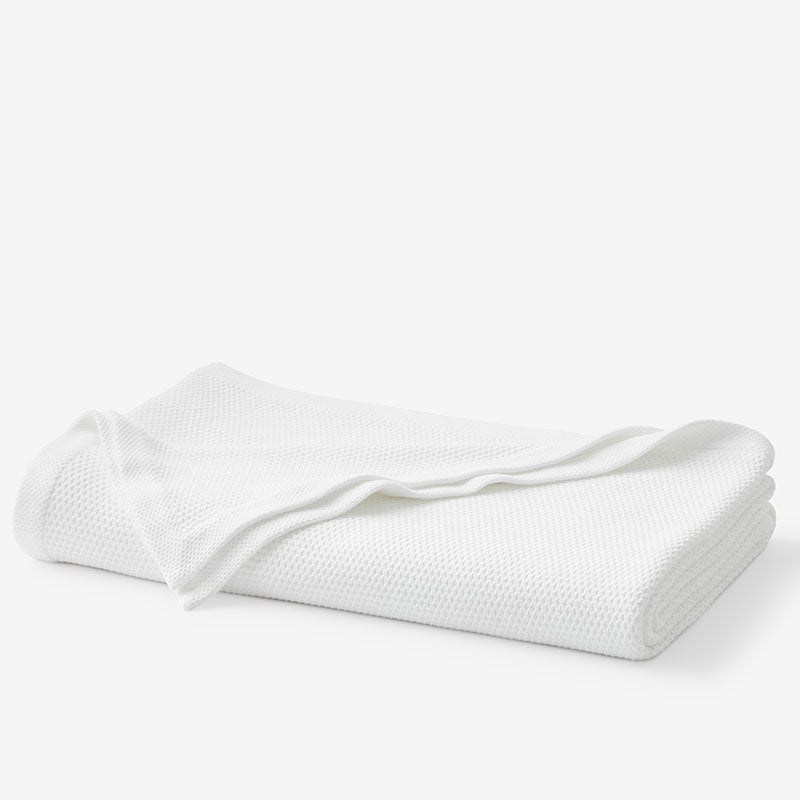 Garter Stitch Blanket - White, King/Cal. King