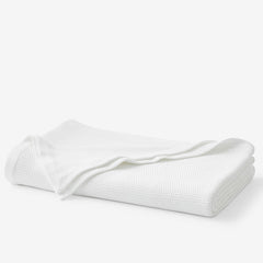 Garter Stitch Blanket - White, King/Cal. King