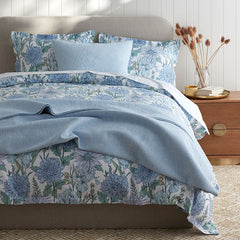 Garden Bliss Classic Smooth Sateen Flat Bed Sheet - Blue Multi, Queen