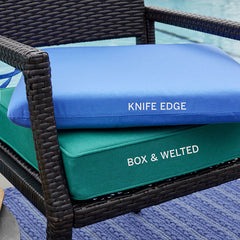 Replacement Boxed Edge Chair Cushion - Maytime Midnight Navy, 21 in. x 19 in.