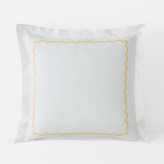Embroidered Scallop Classic Cool Cotton Percale Sham - Yellow, Euro