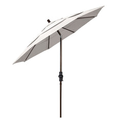 Round Outdoor Patio Umbrella, Fiberglass with Twist Tilt - Bronze Finish, Natural, 11'