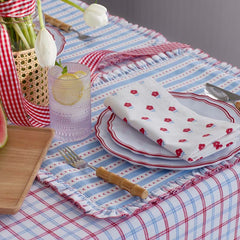 Flower Napkins, Set of 4 - Flowers Red Blue