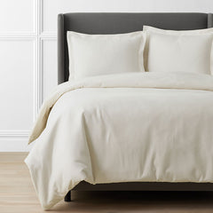 Classic Ultra-Cozy Cotton Velvet Flannel Solid Duvet Cover - Ivory, King/Cal. King