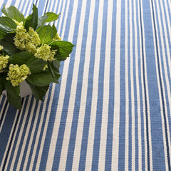Rugby Stripe Denim Handwoven Indoor/Outdoor Rug - Denim, 3' x 5'