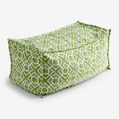 Indoor/Outdoor Pouf - Textured Fretwork Leaf Green, Large