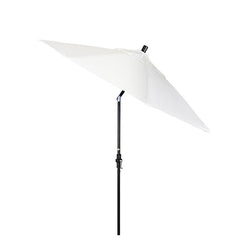 Round Outdoor Patio Umbrella, Fiberglass with Twist Tilt - Black Finish, Natural, 9'