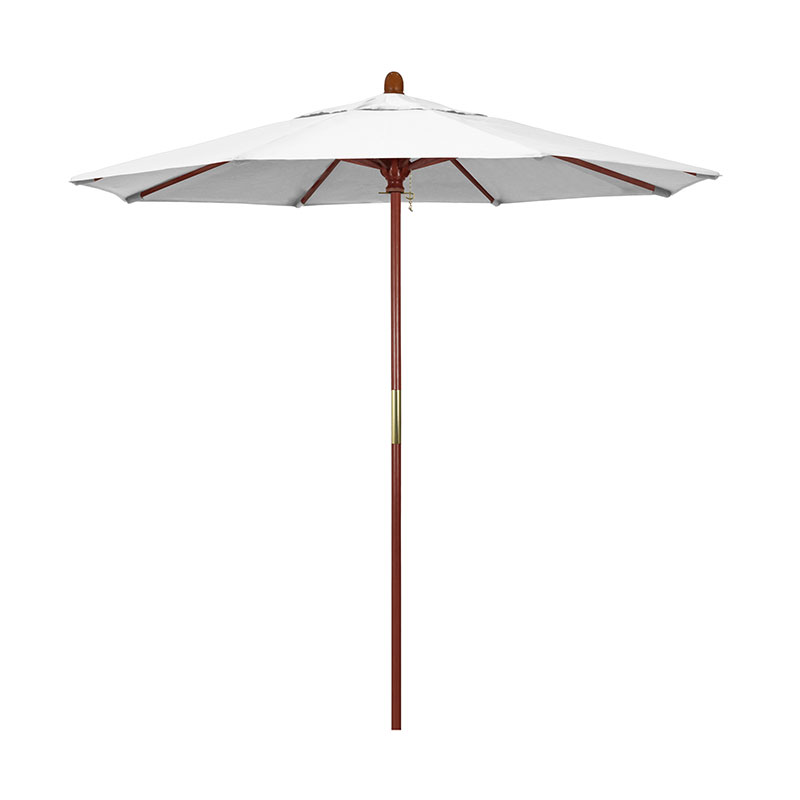 Round Outdoor Patio Umbrella, Wood with Manual Lift - Natural, 7.5'