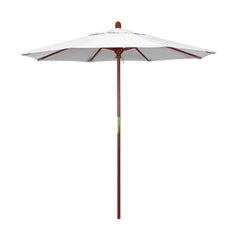 Round Outdoor Patio Umbrella, Wood with Manual Lift - Natural, 7.5'