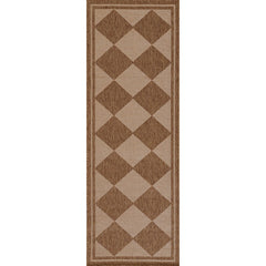 Diamond Checkered Outdoor Rug - Natural, 2' 7" x 7' 6" Runner