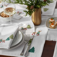 Embroidered Novelty Cocktail Napkins, Set of 4 - Deer
