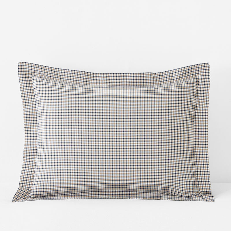 Classic Stripes and Plaids Cool Yarn-Dyed Cotton Percale Sham - Mini Check Multi, King