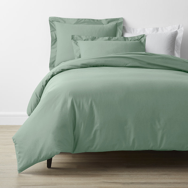 Classic Cool Cotton Percale Bed Duvet Cover - Thyme, Full