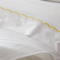 Scallop Embroidered Premium Cool Egyptian Percale Duvet Cover - Yellow, King/Cal King