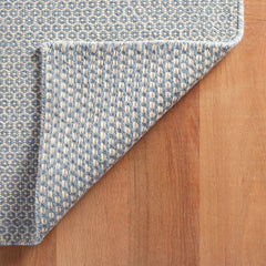 Honeycomb Handwoven Wool Rug -  French Blue, 6' x 9'