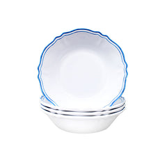 Maison Melamine Cereal Bowls, Set of 4 - White/Blue