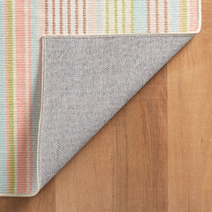 Ana Ticking Washable Rug - Aqua, 3' x 5'