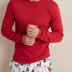 Family Flannel Men's Jogger Pants Pajama Set - Winter Skating Animals, L