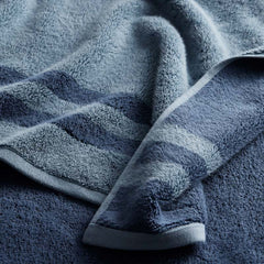 Mirage Aegean Cotton Reversible Stripe Hand Towel - Smoky Blue