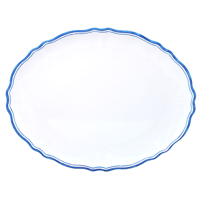 Maison Melamine Oval Serving Platter - White/Blue