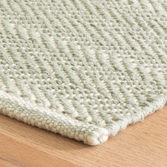 Herringbone Handwoven Cotton Rug - Ocean Green, 8' x 10'
