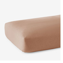 Premium Breathable Washed Linen Solid Fitted Bed Sheet - Light Clay, Twin