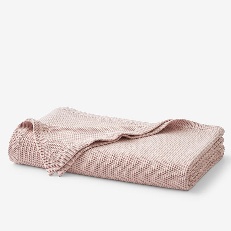 Garter Stitch Blanket - Pink Blush, Twin/Twin XL