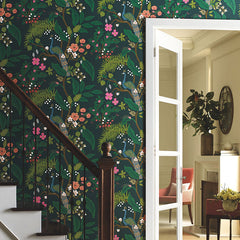 Peacock Traditional Wallpaper - Emerald, Roll