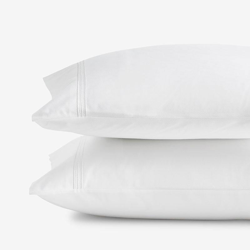 Dorset Stripe Luxe Smooth Egyptian Cotton Sateen Pillowcase Set - White, Standard