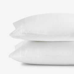Dorset Stripe Luxe Smooth Egyptian Cotton Sateen Pillowcase Set - White, Standard