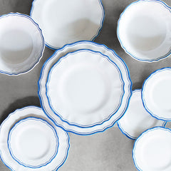Maison Melamine Cereal Bowls, Set of 4 - White/Blue